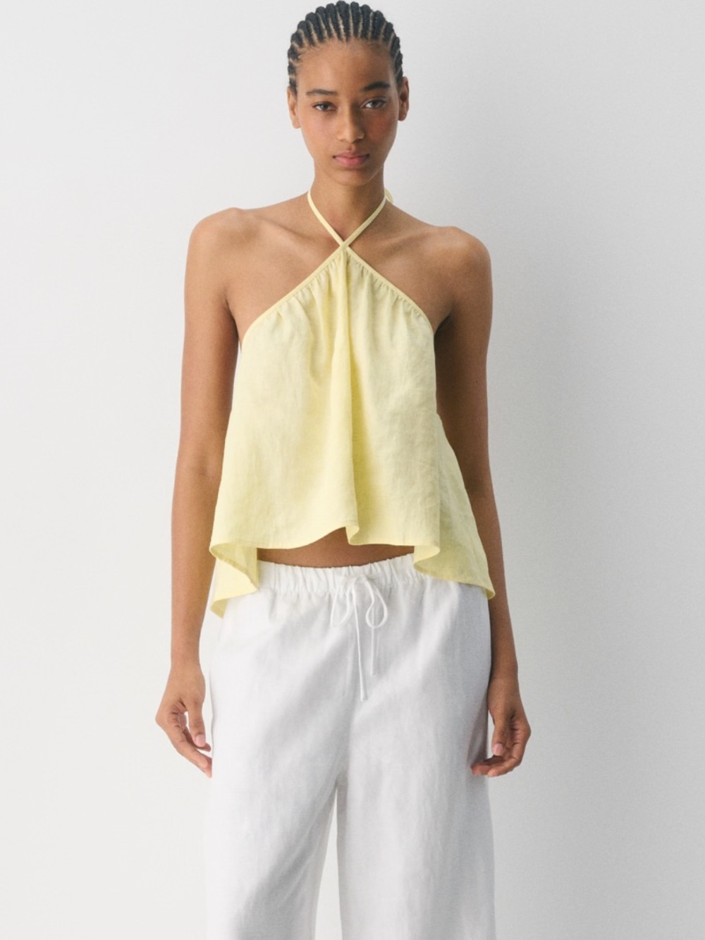 Acropolis linen halter top in lemonade
